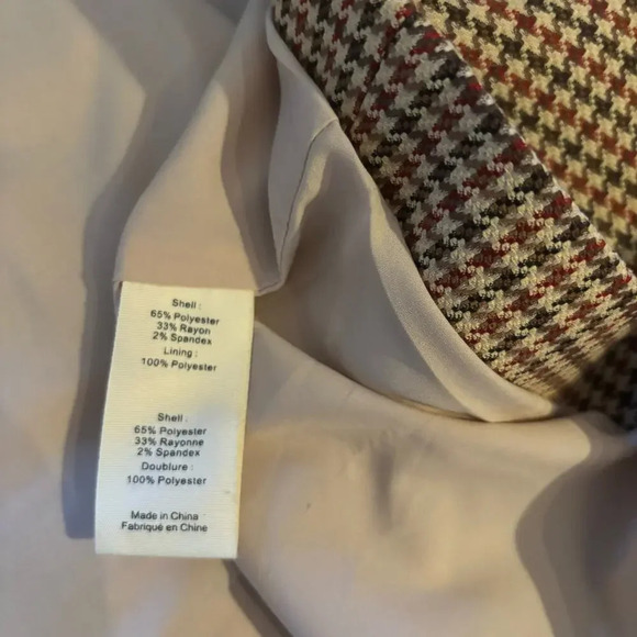 L'Agence Chamberlain Houndstooth Blazer Jacket Tan Brown Red Size 16 - Picture 5 of 5